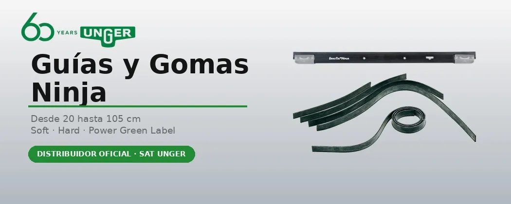 Guías y gomas Ninja Unger para raquetas limpiacristales — Soft y Hard | Limpieza Cristales