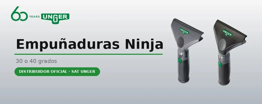 Empuñaduras ErgoTec Ninja Unger con cabezal inclinable 30° y 40° | Limpieza Cristales