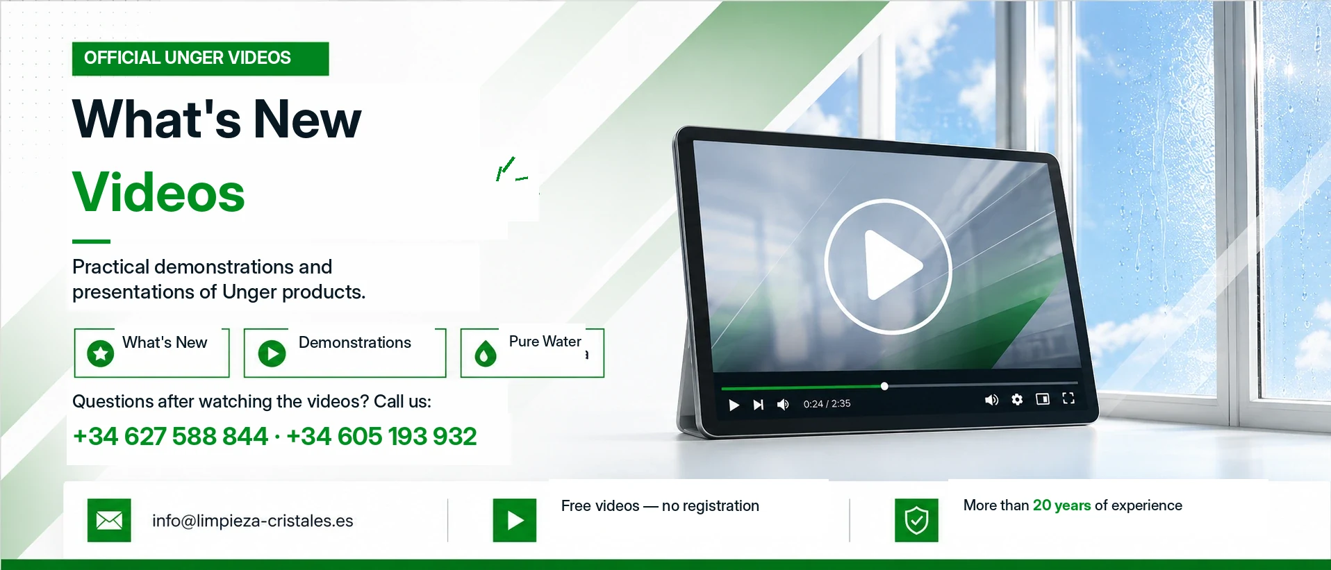 What's New Videos, demostraciones y productos Unger