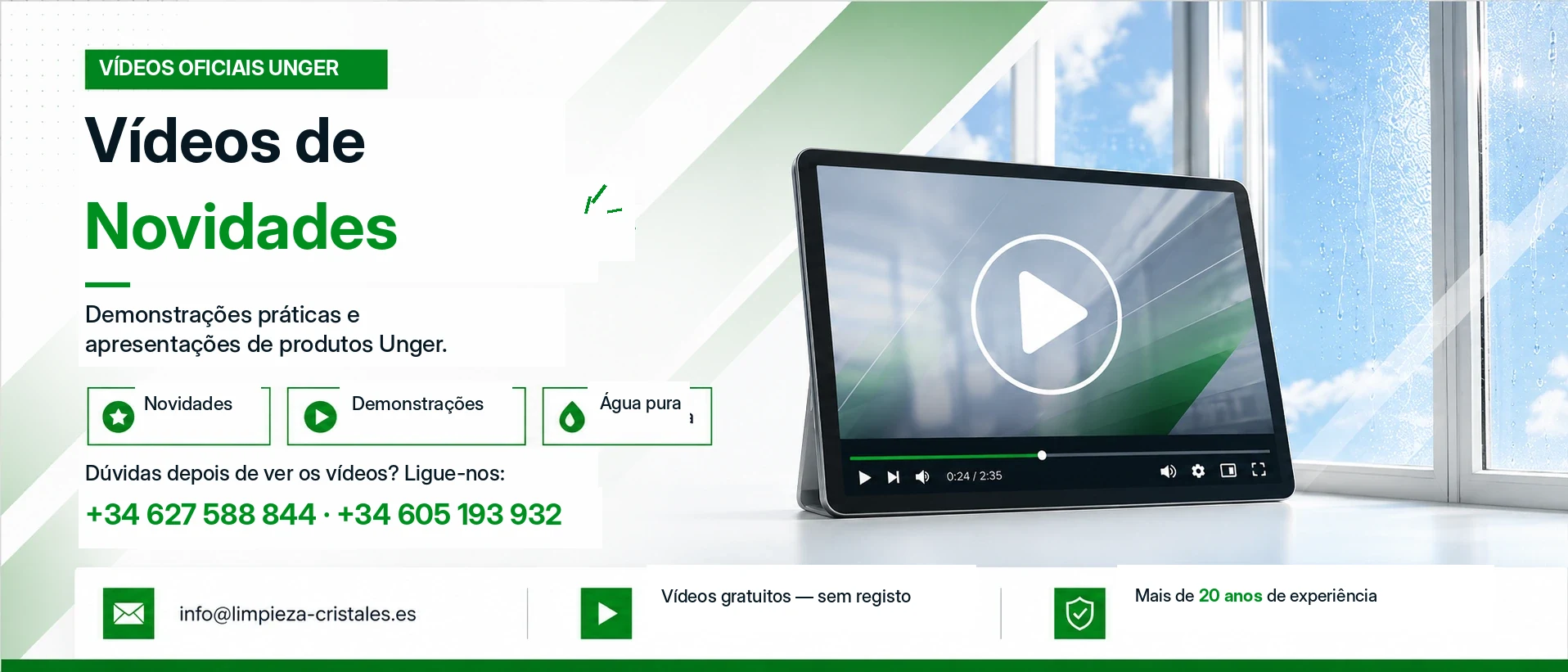 Vídeos de novidades, demostraciones y productos Unger